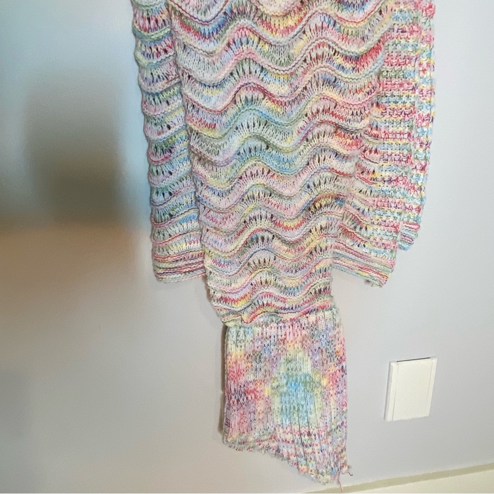 PAPILLON Multicolour Rainbow Knit Mermaid Tail Blanket FishTail Crochet - Picture 13 of 16